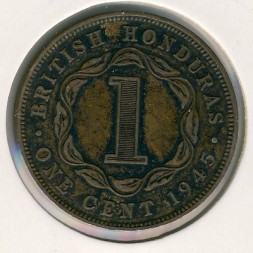 Монета Британский Гондурас 1 цент 1945 год