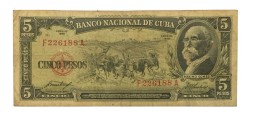 Куба 5 песо 1958 год - VF