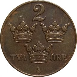 Швеция 2 эре 1930 год - Король Густав V