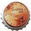 Пробка Италия - Italy Euro Coins. 5 ΛΕΠΤΑ. 5 Cent Grecia