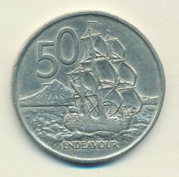 Новая Зеландия 50 центов 1967 год - Парусник «ENDEAVOUR»