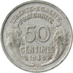 Франция 50 сантимов 1945 год (C)