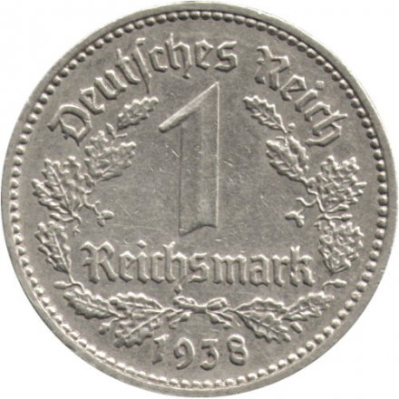 Третий Рейх 1 рейхсмарка 1938 год (J)