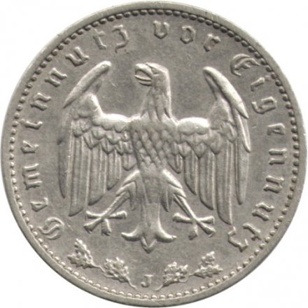Третий Рейх 1 рейхсмарка 1938 год (J)