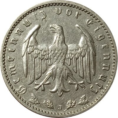 Третий Рейх 1 рейхсмарка 1938 год (J)