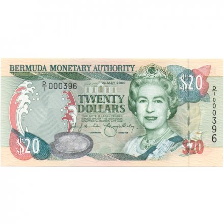 Бермудские острова 20 долларов 2000 год - Сомерсетский мост UNC