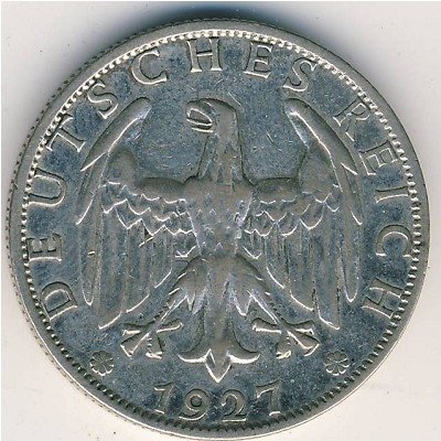 Веймарская республика 2 рейхсмарки 1927 год (A)