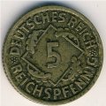Веймарская республика 5 рейхспфеннигов 1935 год (E)