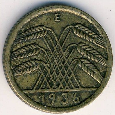 Веймарская республика 5 рейхспфеннигов 1935 год (E)