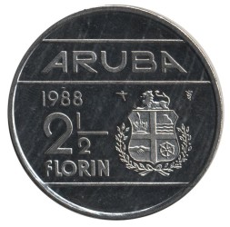 Монета Аруба 2 1/2 флорина 1988 год