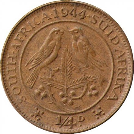 ЮАР 1/4 пенни 1944 год - Король Георг VI