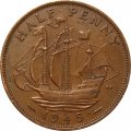 Великобритания 1/2 пенни 1945 год