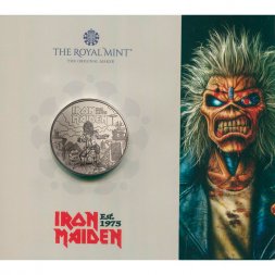 Великобритания 5 фунтов 2025 год - Легенды музыки — Iron Maiden (в буклете)