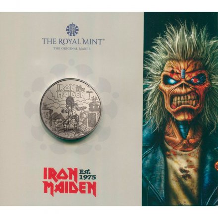 Великобритания 5 фунтов 2025 год - Легенды музыки — Iron Maiden (в буклете)