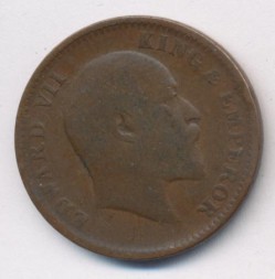 Монета Британская Индия 1/4 анны 1907 год