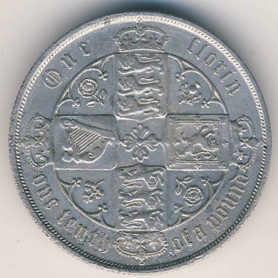 Великобритания 2 шиллинга (1 флорин) 1884 год