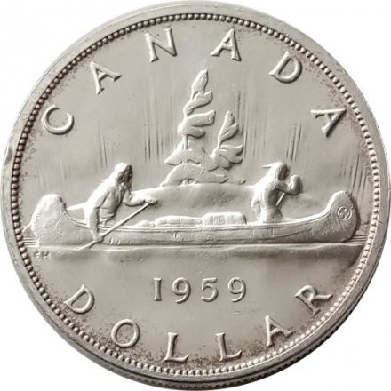 Канада 1 доллар 1959 год - Каноэ