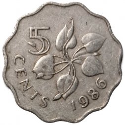 Свазиленд 5 центов 1986 год