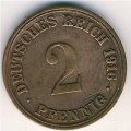 Германия 2 пфеннига 1916 год (A)