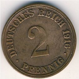 Германия 2 пфеннига 1916 год (A)
