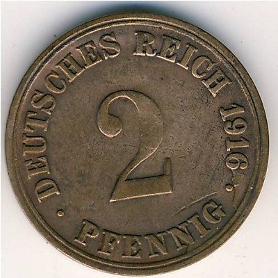 Германия 2 пфеннига 1916 год (A)