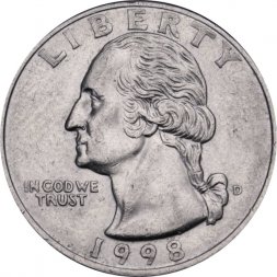 США 25 центов (1/4 доллара) 1998 год - Джордж Вашингтон (D)