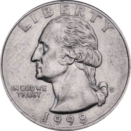 США 25 центов (1/4 доллара) 1998 год - Джордж Вашингтон (D)