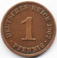 Германия 1 пфенниг 1907 год - A