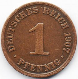 Германия 1 пфенниг 1907 год - A