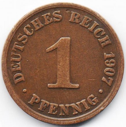 Германия 1 пфенниг 1907 год - A