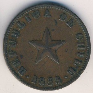 Чили 1 сентаво 1853 год