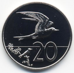 Острова Кука 20 центов 1975 год - Крачка