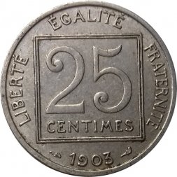 Франция 25 сантимов 1903 год