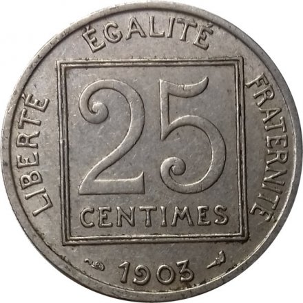 Франция 25 сантимов 1903 год