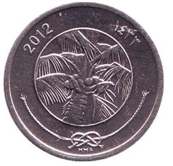 Монета Мальдивы 1 лари 2012 год - Пальмовая крона