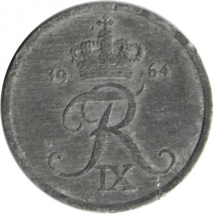 Дания 2 эре 1964 год - Король Фредерик IX (цинк)