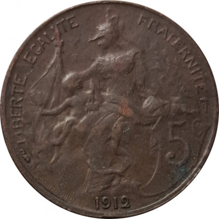 Франция 5 сантимов 1912 год