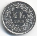 Швейцария 1/2 франка 1988 год