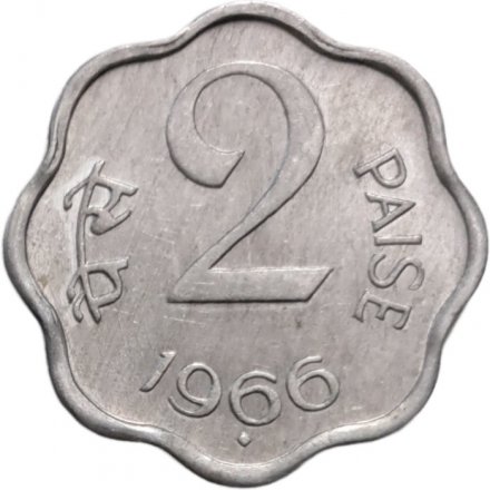 Индия 2 пайсы 1966 год (Бомбей)