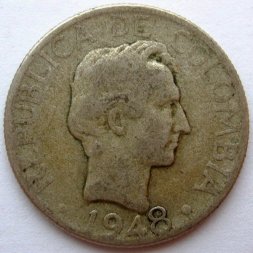 Колумбия 20 сентаво 1948 год -  Франсиско Сантадер