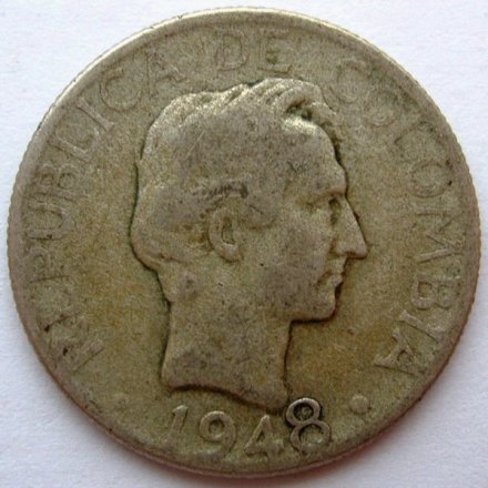 Колумбия 20 сентаво 1948 год -  Франсиско Сантадер