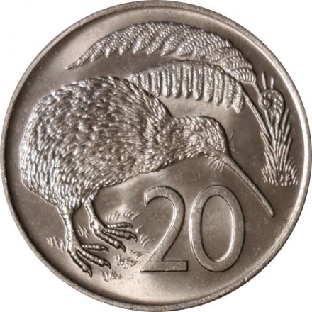Новая Зеландия 20 центов 1970 год - Киви (BU)