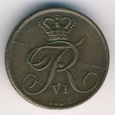 Дания 1/2 ригсбанкскиллинга 1838 год
