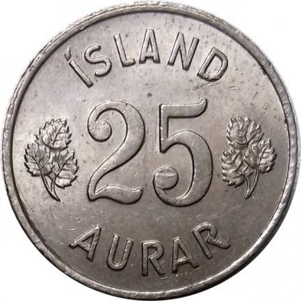 Исландия 25 эйре 1963 год - Малый герб