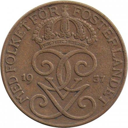 Швеция 5 эре 1937 год