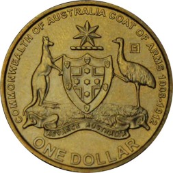 Австралия 1 доллар 2008 год - 100 лет первому гербу