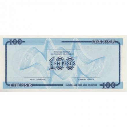 Куба 100 песо (валютный сертификат) 1985 год (C) - UNC