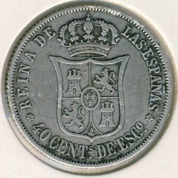 Испания 40 сентимо 1868 год