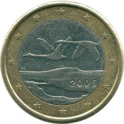 Финляндия 1 евро 2005 год - Летящие лебеди