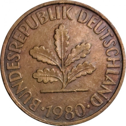ФРГ 10 пфеннигов 1980 год (G)